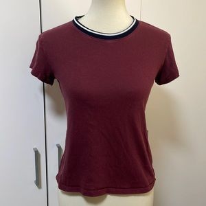 * Abercrombie & Fitch * Size XS *‎ Burgandy with blue/white neckline